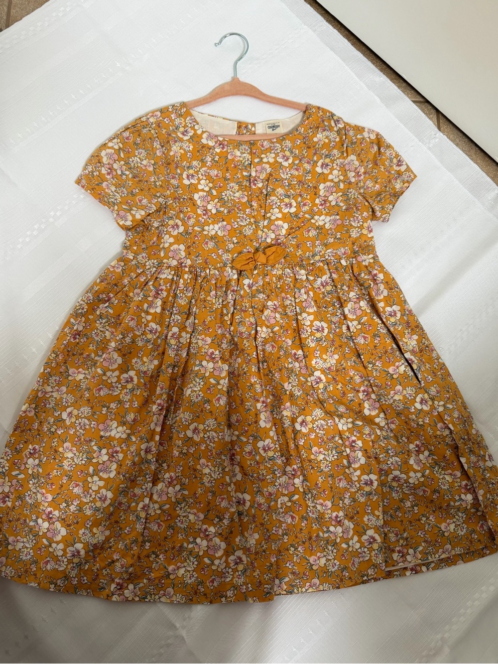OshKosh B'gosh Mustard Floral Cotton Dress with Bow